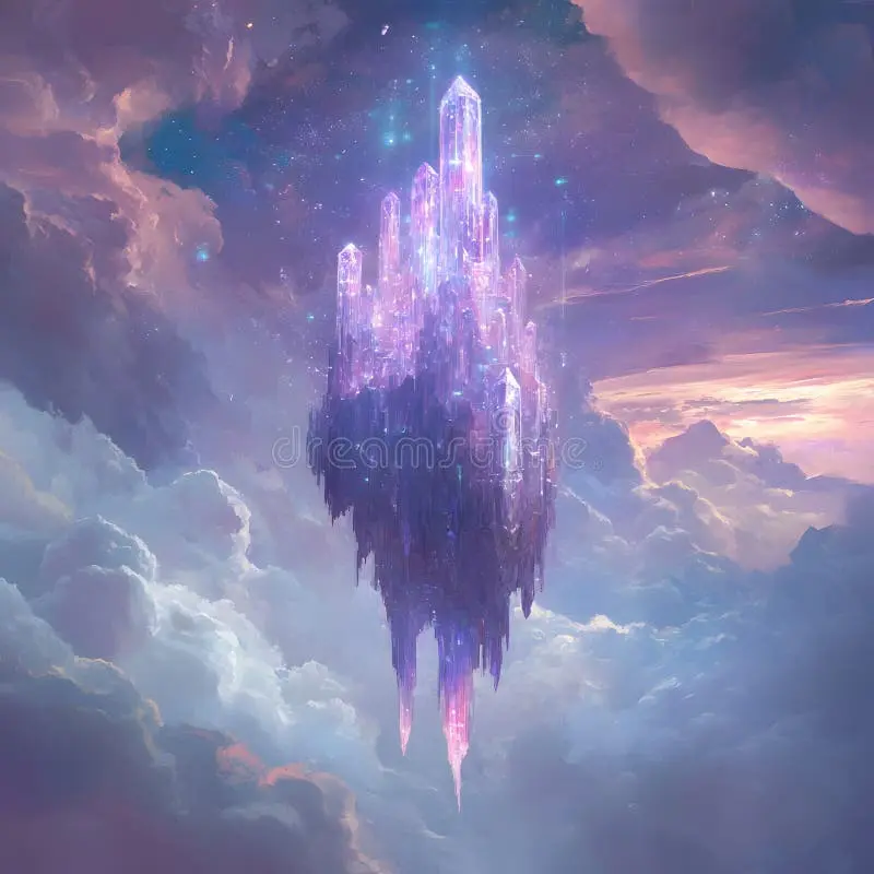 威尼斯人紫色水晶城堡漂浮在梦幻天空
